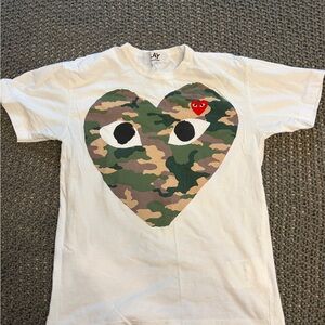 Comme des Garcons PLAY Camo Heart Tee - White